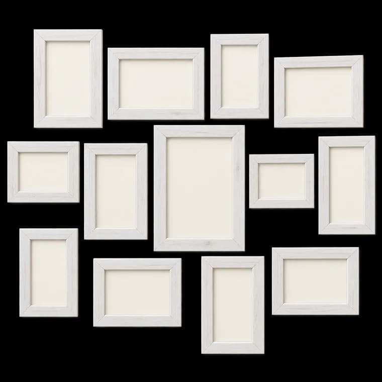 SONGMICS Bilderrahmen Collage für 12 Fotos, je 10 x 15 cm (4 x 6), mit 1 Einzelfotorahmen, 13er Fotogalerie für Collagen, aus MDF, Montage erforderlich, Weihnachten, weiß, mit Holzmaserung RPF112W – generische, markenfreie KI-Produktillustration