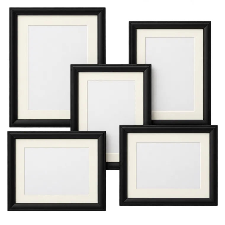 WOLTU Bilderrahmen 30x40, 5er set, Kunststoff Fotorahmen mit Passepartout – generische, markenfreie KI-Produktillustration
