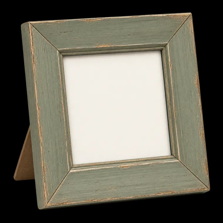 Hampton Frames | Paloma Bilderrahmen quadratisch | 10x10cm, Holz, graugrün | 30mm breit, Country Shabby Chic, Tisch & Wand | Stilvoll für Fotos und Dekoration – generische KI-Produktillustration