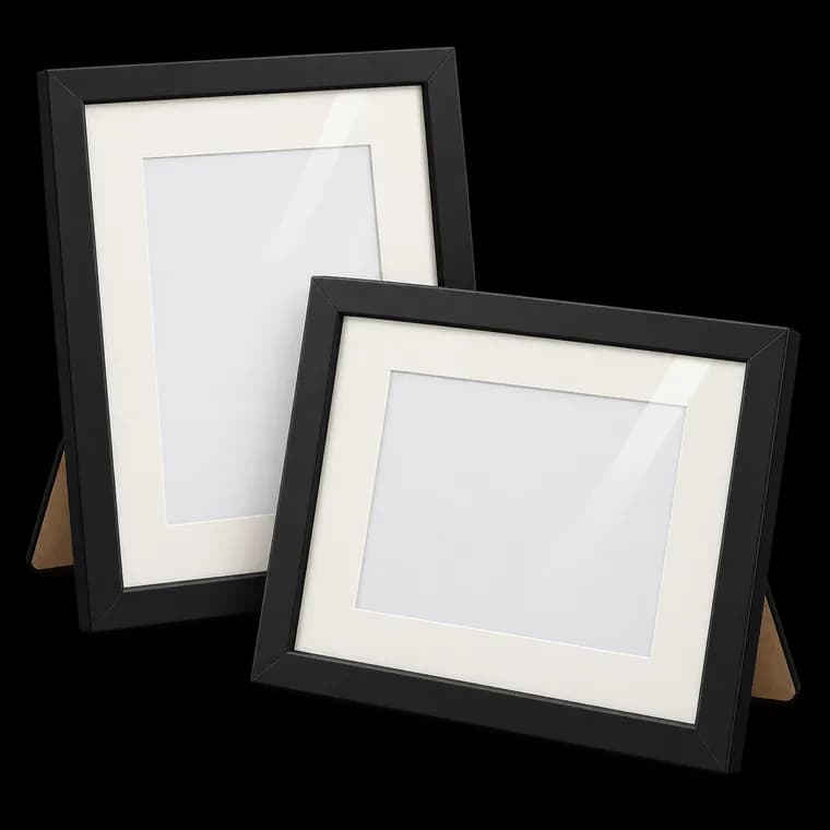 Amazon Basics Rechteckig Fotorahmen mit Passepartout - 20 x 25 cm & 18 x 13 cm, Schwarz, 2 Stück – generische KI-Produktillustration