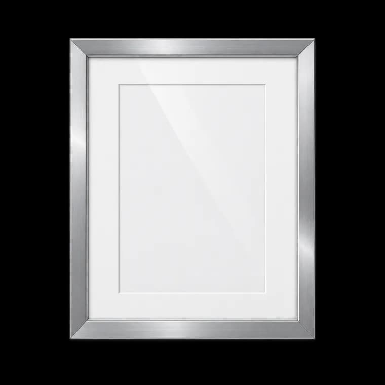 walther design Bilderrahmen silber 30 x 40 cm mit Passepartout, Steel Style Kunststoffrahmen ES040S – generische, markenfreie KI-Produktillustration