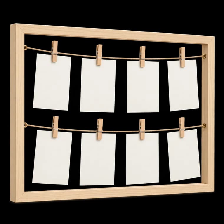 accent by nielsen Bilderrahmen Collage Wäscheleine mit Klammern, 8 Fotos à 10x15 cm, Natur – generische KI-Produktillustration