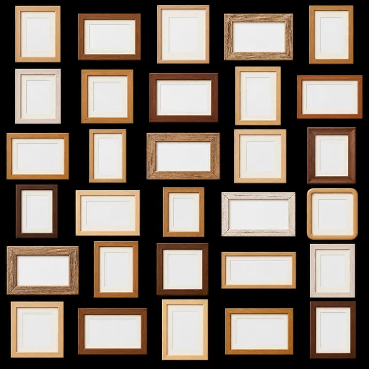 bomoe 30er Bilderrahmen Set Fotorahmen Collage aus Holz mit Passepartout – generische KI-Produktillustration