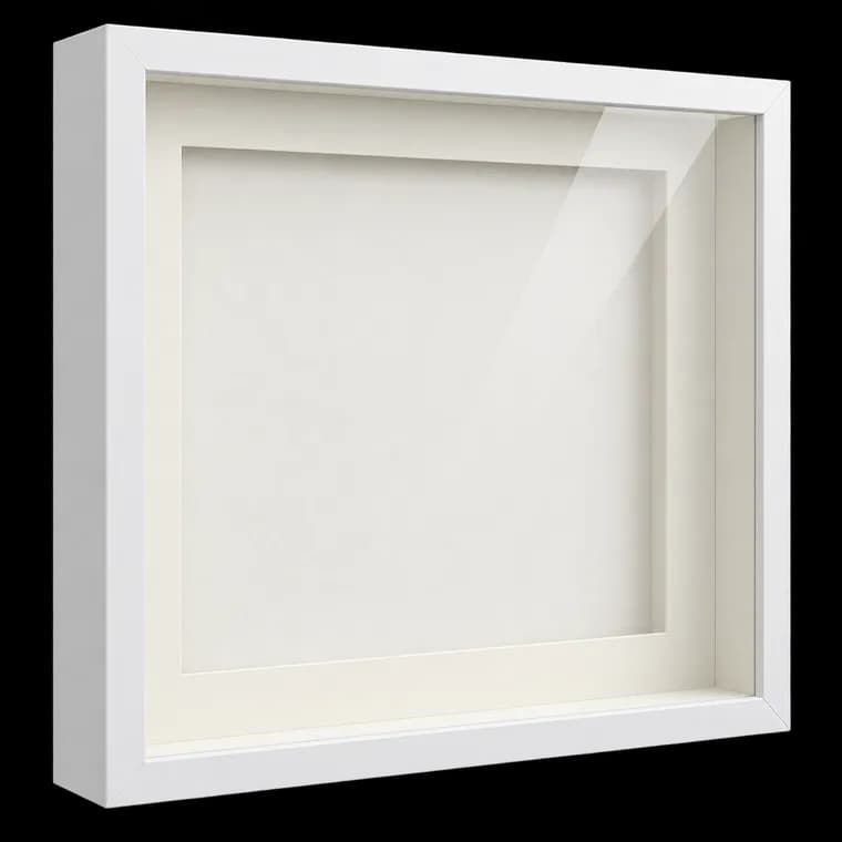 PHOTOLINI 3D Bilderrahmen zum Befüllen 30x40 Weiß groß, 3 cm tiefer Objektrahmen mit Glas, tiefer Bilderrahmen 30x40 Holz MDF mit Passepartout, dicker 3D Rahmen befüllbar für Gegenstände Geschenk – generische, markenfreie KI-Produktillustration