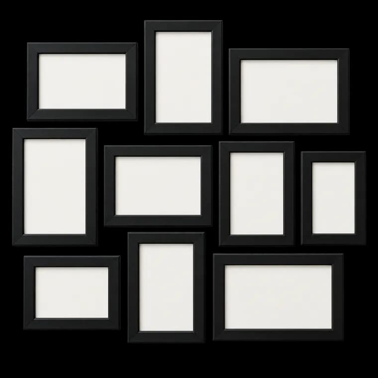 SONGMICS Bilderrahmen-Collage, 10 Fotorahmen für 10 x 15 cm Bilder – generische, markenfreie KI-Produktillustration