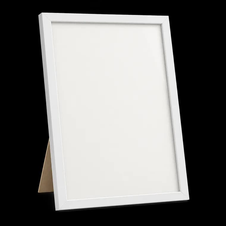 M MERCEO Bilderrahmen A4 21x30cm (1Stk) Weiß – Holz MDF Fotorahmen einzeln oder Set – Posterrahmen mit Acrylglas – für Fotos & Poster, Wandmontage oder Tischaufsteller, Hoch- & Querformat – generische, markenfreie KI-Produktillustration