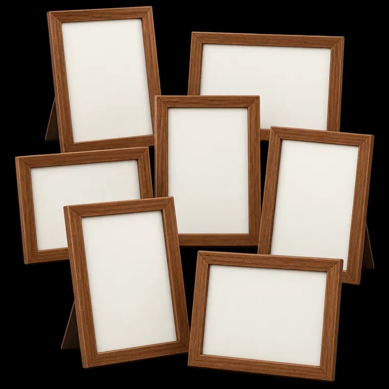 Giftgarden 7 Stück Bilderrahmen Set 10x15 cm für 15x10 Fotos und Bilder, Braun Fotorahmen Collage, Wand- oder Tischaufsteller - Geschenk Freund – generische, markenfreie KI-Produktillustration