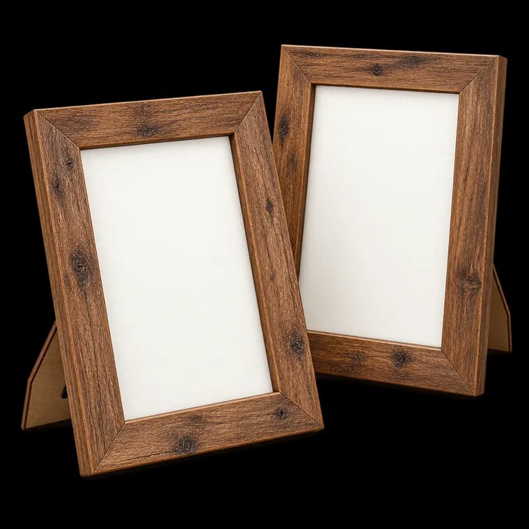 PETAFLOP Rustikaler Bilderrahmen 15x20 CM 2er Set, Wand- und Tischbilderrahmen, Braun – generische KI-Produktillustration