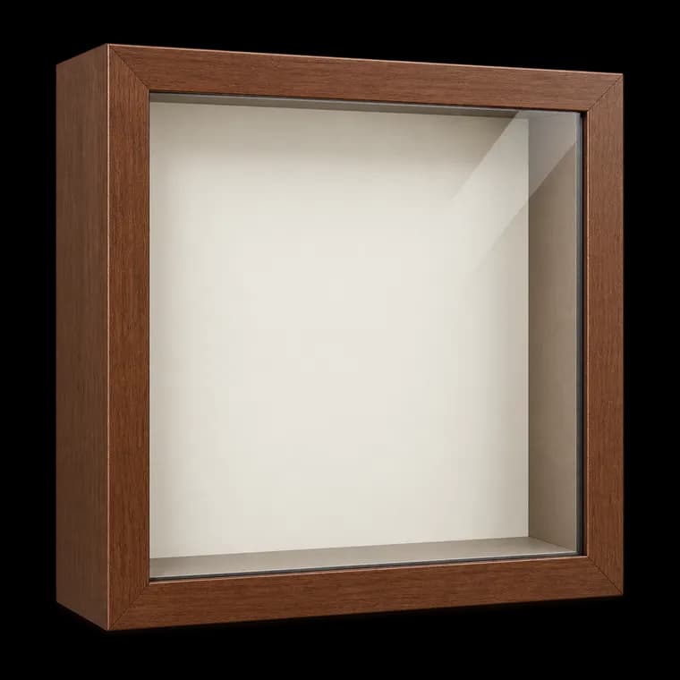 3D Bilderrahmen zum Befüllen, mit Glasscheibe 22x22cm Braun – generische KI-Produktillustration