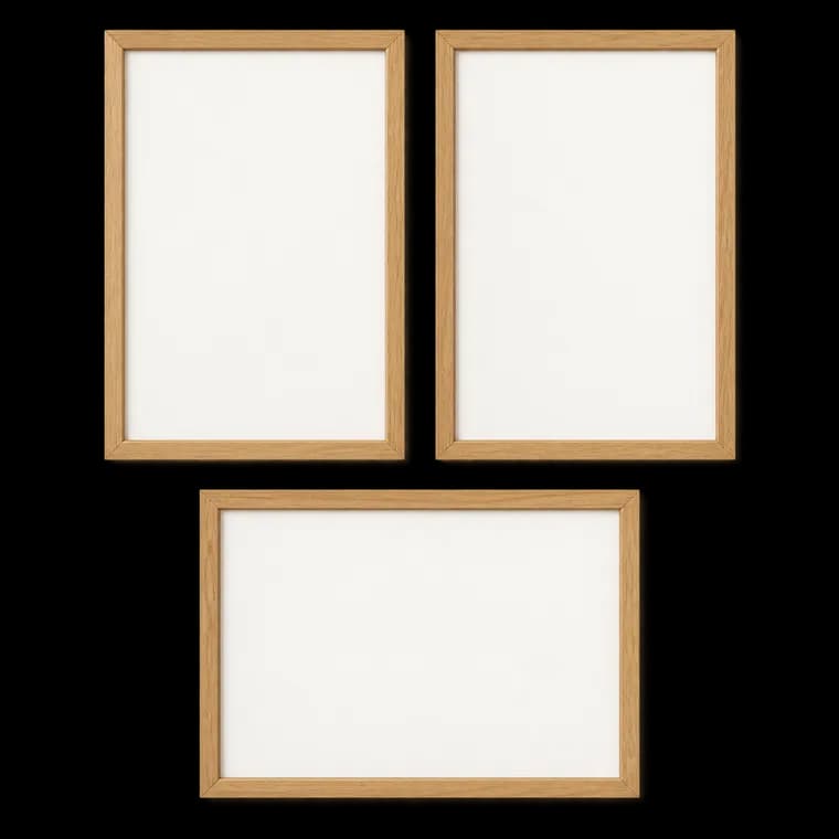 VUVUZULA Bilderrahmen 40x60cm Holz Holzrahmen 3er Set Eiche Fotorahmen MDF Rahmen Natur – generische KI-Produktillustration