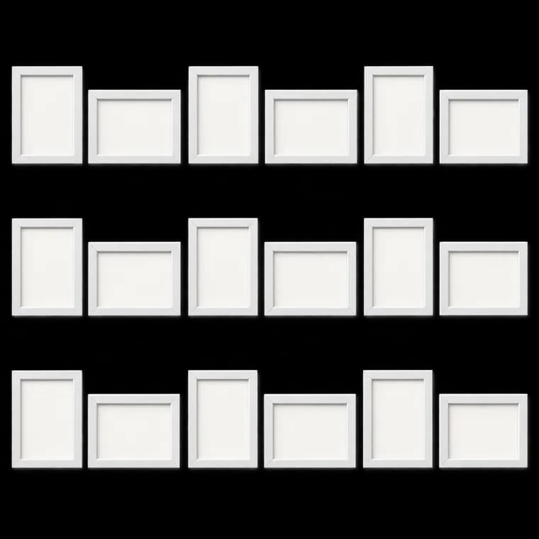 EYMPEU Bilderrahmen 10x15 CM 18er-Set, für Wand und Tisch, geeignet für den Einsatz in Büros und Wohnungen, Weiß – generische KI-Produktillustration