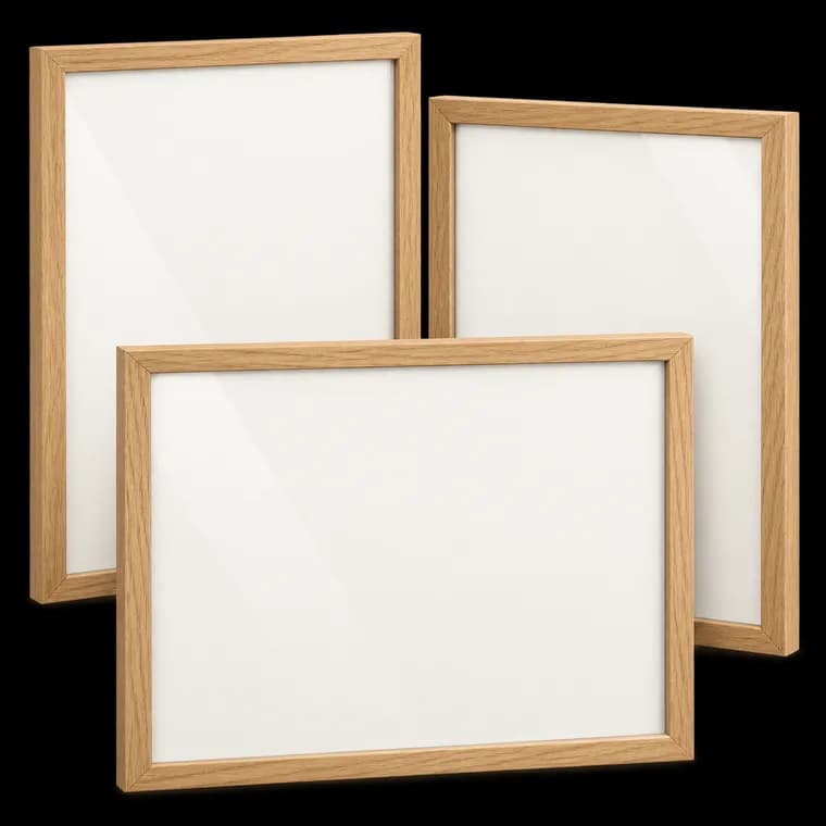 VUVUZULA Bilderrahmen 50x70cm Holz Fotorahmen Holzrahmen MDF Rahmen 50x70cm Eiche Natur 3er Set – generische KI-Produktillustration