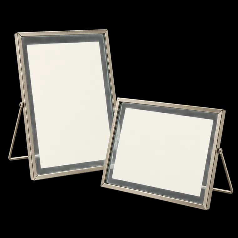 QWORK® 2 Stück Bilderrahmen 15x20 cm, Glasbilderrahmen, Fotorahmen mit doppeltem Verwendungszweck, für Hochzeit, Geburtstage – generische, markenfreie KI-Produktillustration