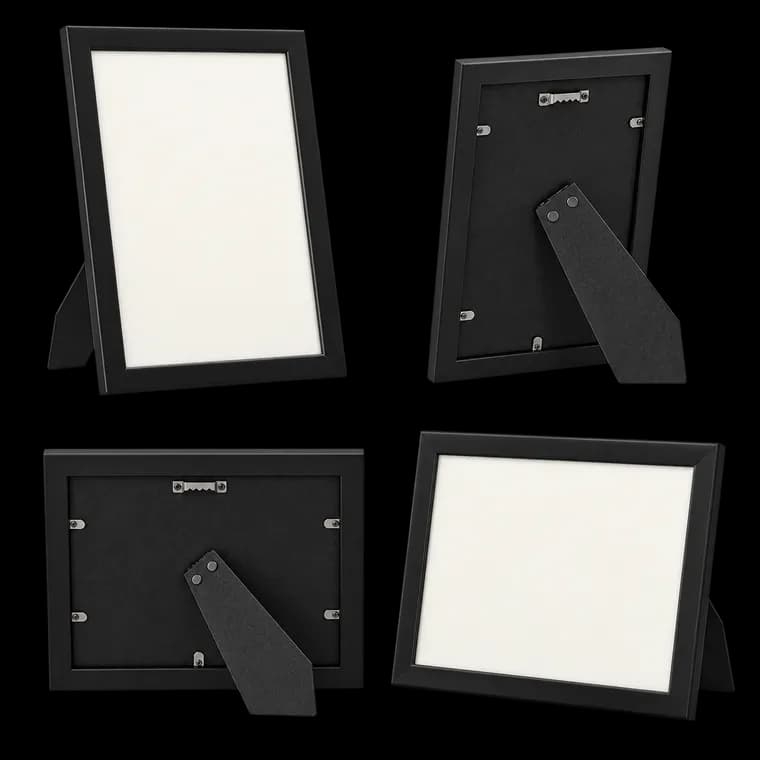 4 Pack Bilderrahmen A4, Bilderrahmen din a4 Schwarz, Kann Auf Den Schreibtisch Gehängt Oder Gestellt Werden Fotorahmen, Posterrahmen Benutzt für Wohnzimmer, Schlafzimmer, Arbeitszimmer – generische, markenfreie KI-Produktillustration