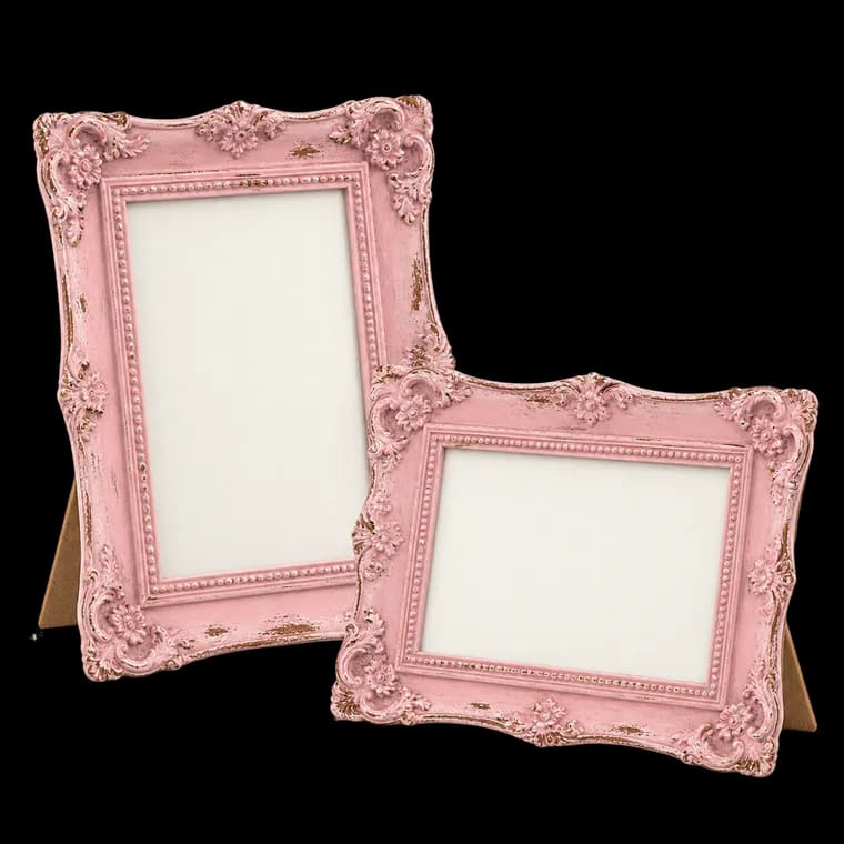 Bilderrahmen Vintage 10x15 2er Set, Retro Fotorahmen zum Aufhängen und Aufstellen, Shabby Chic Postkarten Rahmen für Den Schreibtisch, Picture Photo Frame for Wall (Rosa, 10 x 15 cm) – generische, markenfreie KI-Produktillustration