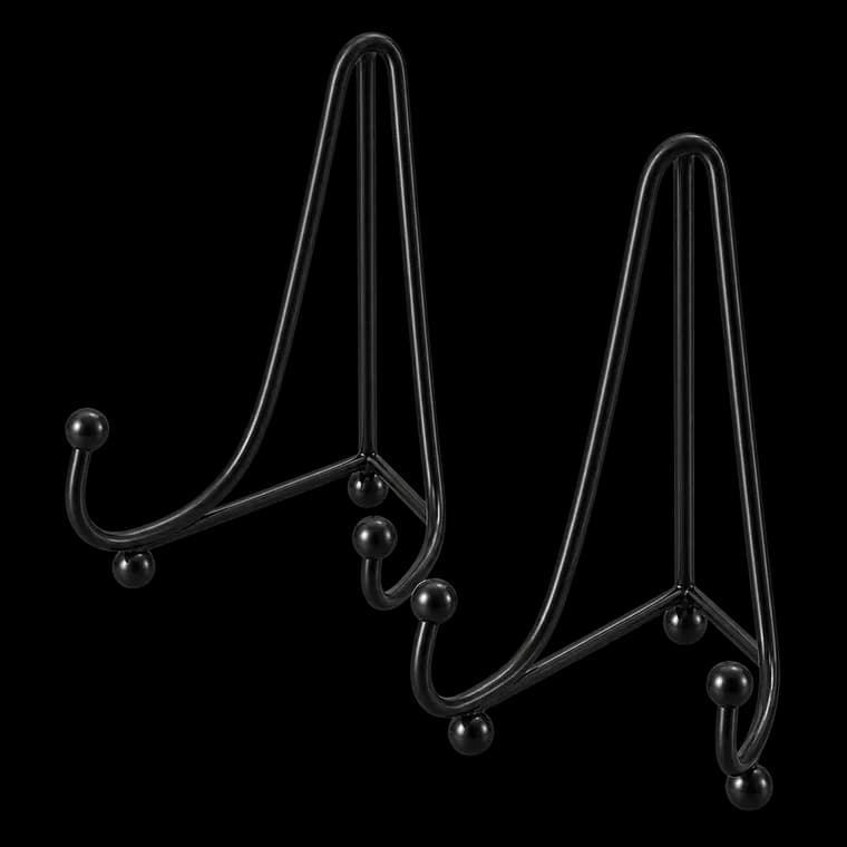 2 Stück Tellerständer Tellerhalter aus Metall - Eisen Staffelei Ständer für Teller, Bilderrahmen, Foto, Kunst - Schwarz - Höhe 4 Zoll (10,5 cm) – generische KI-Produktillustration
