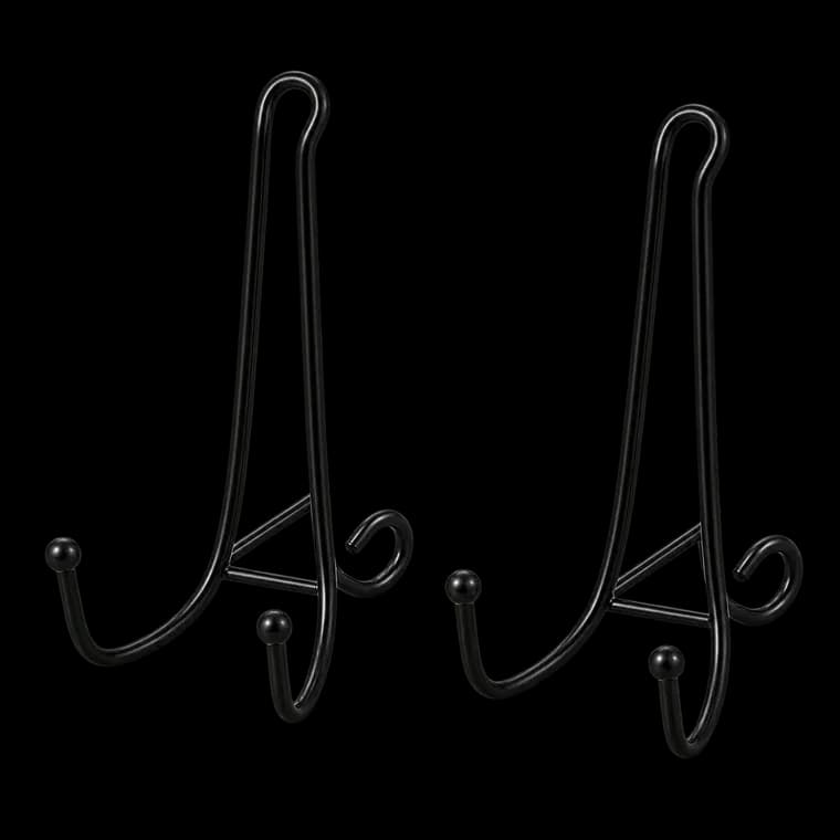 2 Stück Tellerständer Tellerhalter aus Metall - Eisen Staffelei Ständer für Teller, Bilderrahmen, Foto, Kunst - Schwarz - Höhe 3,5 Zoll (9,5 cm) – generische KI-Produktillustration