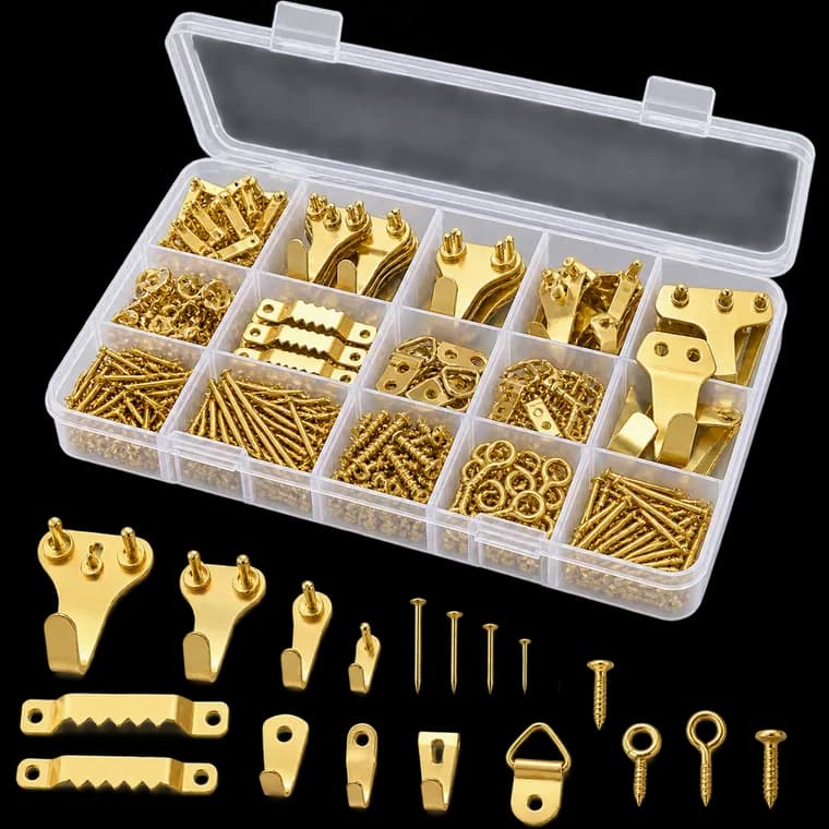 Bilderhaken Bildaufhänger Set, 300 Stück Haken Bilderrahmen Aufhänger – generische, markenfreie KI-Produktillustration