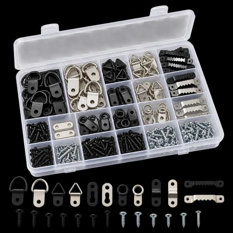 DazSpirit Bilderhaken Bildaufhänger Set, 235-teilig mit D-Ringen, Schrauben – generische KI-Produktillustration